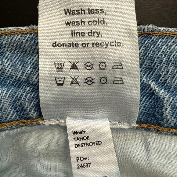 Reformation Cynthia High Rise Straight Cropped Jeans Tahoe Destroyed - Picture 6 of 8